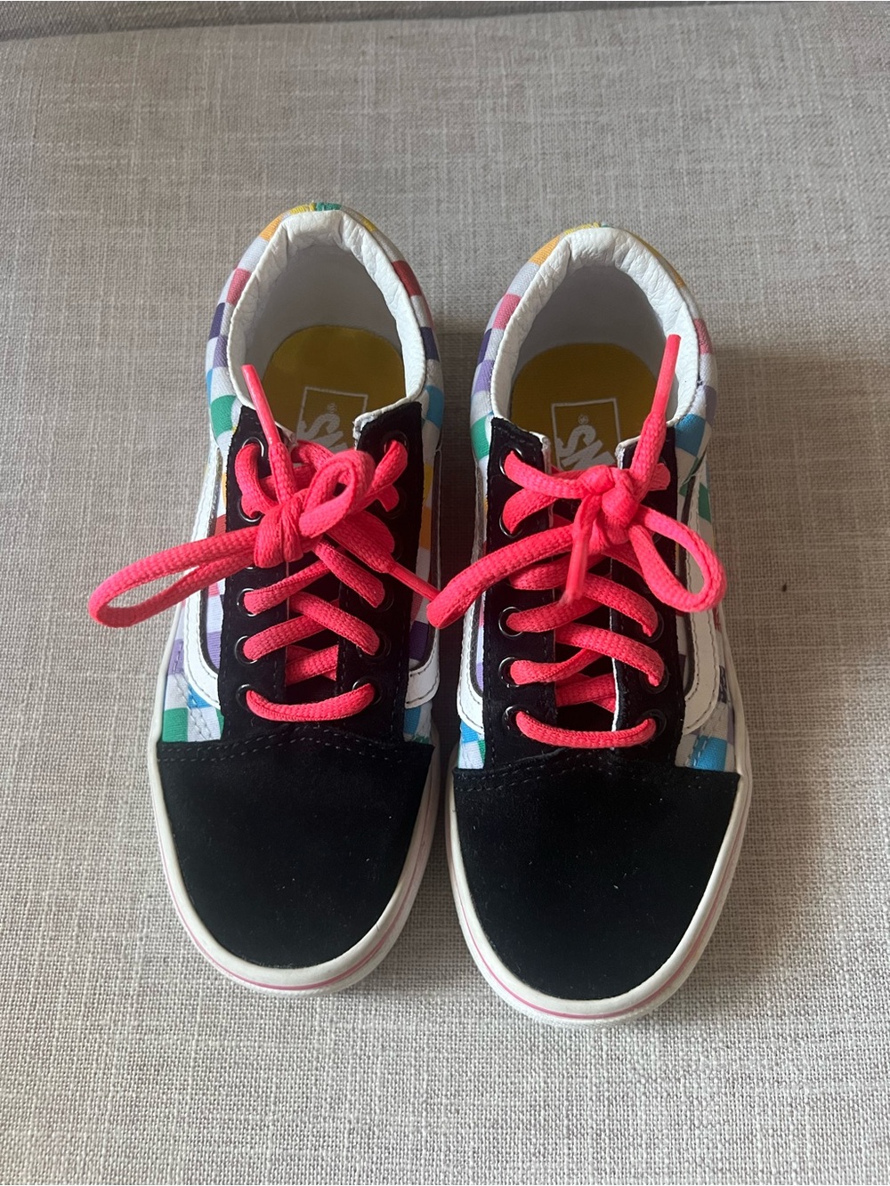 Vans Black/multi checkered  Sneakers, girls/kids 13, streetwear kidcore casual